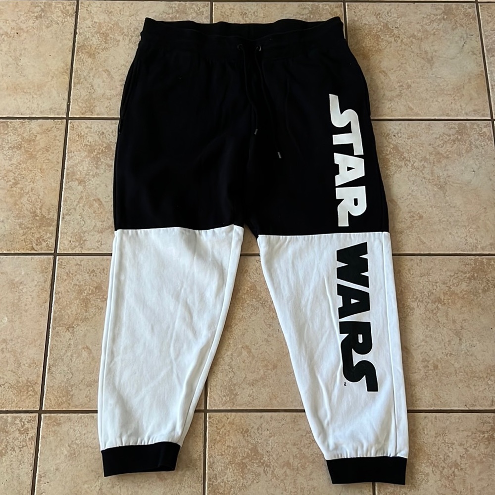 Disney Parks Star Wars Bkack & White Color Block Jogger Sweatpants, Adult Sz XL